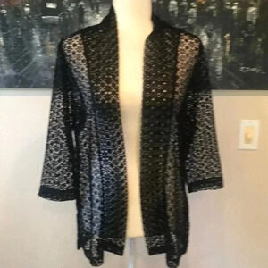 Draper’s and Damon’s Open Front Floral Mesh Cardigan-Size PM